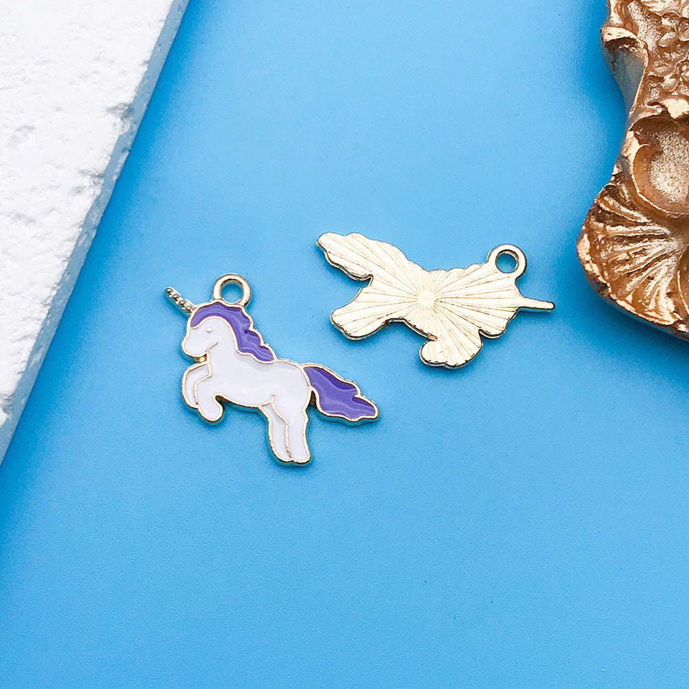 Wholesale Purple Drip Oil Alloy Flower Love DIY Necklace Bracelet Pendant